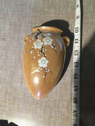 Lusterware Wall Pocket Vase Hand Painted Asian Decor Japan Antique Porcelain? 5a