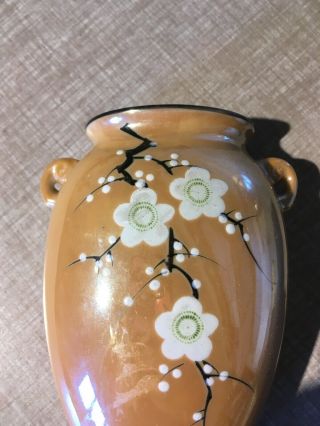 LUSTERWARE WALL POCKET VASE HAND PAINTED ASIAN DECOR JAPAN antique Porcelain? 5a 2