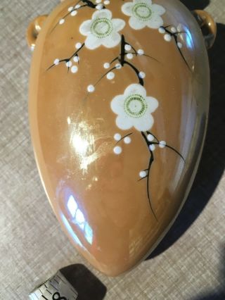 LUSTERWARE WALL POCKET VASE HAND PAINTED ASIAN DECOR JAPAN antique Porcelain? 5a 3