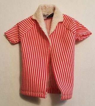 Vintage 0750 Ken Red And White Striped Beach Shirt Jacket Barbie Doll 1960s