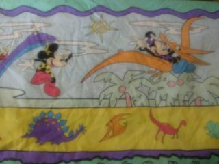 Vintage Disney Dundee Fitted Crib Sheet Mickey Minnie Prehistoric Dinosaurs