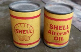 Rare Shell Aircraft And Motor Oil Salesmans Sample Oil Cans Advertising