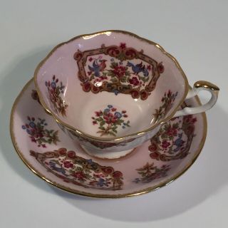 Paragon Sheraton Pink Tea Cup W/ Saucer Antique Series Fine Bone China Gold Edge