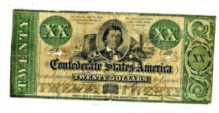 $20 (confederate Note) Rare 1800 