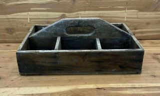 Antique,  Vintage Wooden Tool Box,  Tote,  Caddy,  Carrier,  Handmade 16 " X 11 "