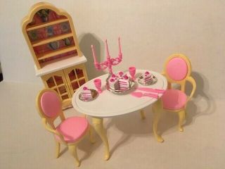 Vintage Barbie Dining Room Set W/ Accessories – 1996 Folding Pretty House