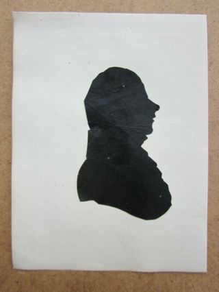 Antique Portrait Miniature Silhouette c.  1800 ' s - GEORGIAN OFFICER 2