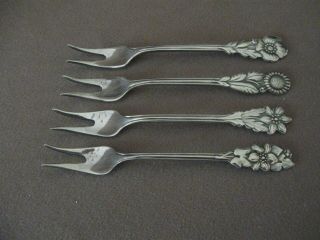 4 Vintage Silver Plate Primans.  Alp.  Cocktail Forks Sweden