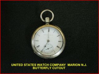 Rare U.  S.  Watch Co - Marion N.  J.  - - Butterfly Cutout - - 18s Coin Silver.