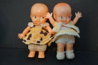 Vintage Irwin Kewpie Doll Baby Powder Shaker & Friend 6.  5 " Hard Plastic 1950 