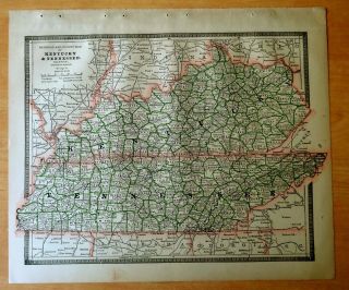 Antique Maps 1886 Kentucky Tennessee Virginia Maryland Delaware & West Virginia