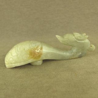 4.  1 " Old Chinese With Carved Jade Dragon Belt Hook