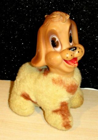 Vintage Rozel Puppy Dog With Rubber Face Vinyl Head Plush Toy Rushton Gund