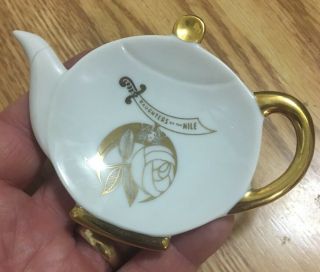 Rare Masonic Daughters Of The Nile Tea Pot Shaped Trinket Dish Plate Gold Trim