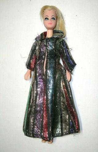 Vintage Dawn Doll Fancy Feet Rare Body Mold W/ Rainbow Coat Topper 6 " Fashion