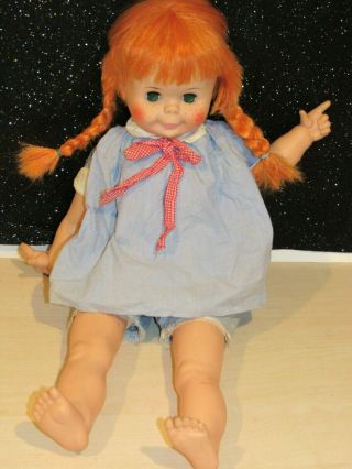 Rare Vintage 1971 Eegee Georgette Doll 22 " Red Hair Green Eyes 17rng Pipi