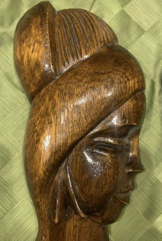 Vintage Mid Century Carved Wood Wall Art Hanging two Heads Tiki 3