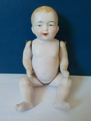 Antique German Bisque Baby Doll With Jointed Arms & Legs 5 1/4 Inches Tall