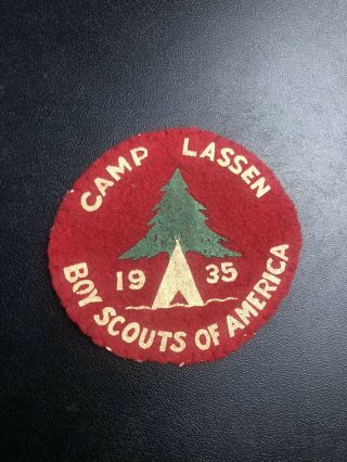 Rare 1935 Camp Lassen,  Mt.  Lassen Area Council,  Felt Camp Patch