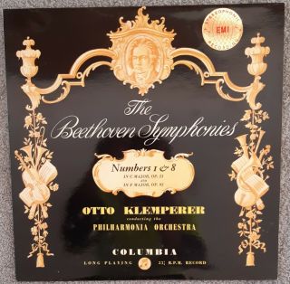 Sax 2318 Rare Beethoven Symphony No.  1 & 8 Otto Klemperer Uk Columbia Lp