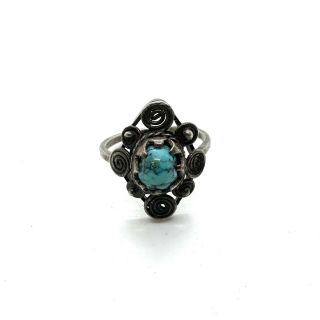 Antique Arts And Craft Sterling Silver Natural Turquoise Ring 82