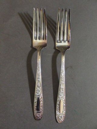 2 National Silver Co Monarch Mildred Silverplate Dinner Forks No Mono (sp - 8)