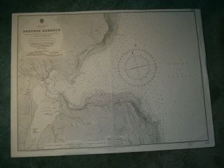 Vintage Admiralty Chart 1839 Scotland - Isle Of Skye - Portree Harbour 1900 Edn