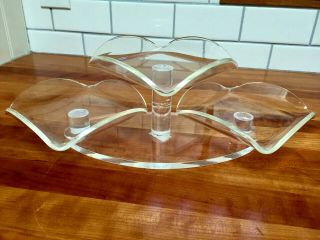 Mid Century Modern Lucite Acrylic 3 - Tiered Curvy Serving/display Tray 16 " L