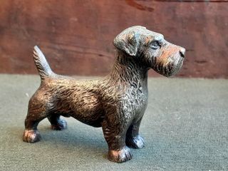 Vintage Antique Silver Bronze Figure Scotty Scottish Terrier Dog Cold Painted