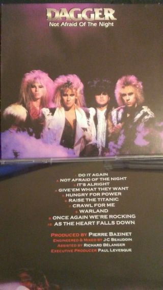 Dagger Cd - Not Afraid Of The Night 1985 Rare Melodic Hard Rock / Hair Metal