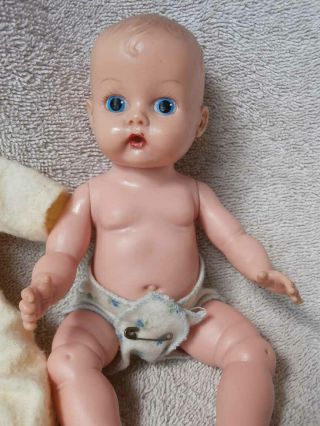 Vintage Vogue Ginnette Baby Boy Doll,  Tagged Yellow Jumpsuit Painted Eyes