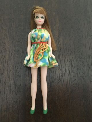 Vintage Topper Dawn Doll Glori Retro Mini Dress Outfit,  Red Hair Green Eyes