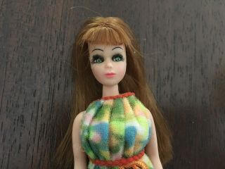 Vintage Topper Dawn Doll GLORI Retro Mini Dress Outfit,  Red Hair Green Eyes 2