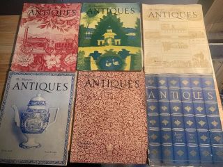 6 Rare Antiques Magazines From 1938 Trains,  Art,  Pottery,  Glass,  Furniture Ect