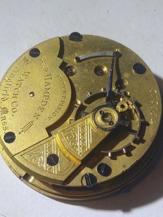 Antique 1884 Hampden Watch Co.  Model 3 18sz 11j Grade 54 Pocket Watch Mvmt