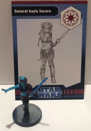 Star Wars Miniatures General Aayla Secura 13/40 With Card Rare Nm