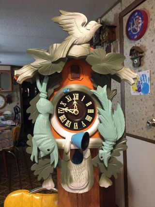 Vintage Large Rare Unusual 8 Day Hunter Cuckoo Clock Germany