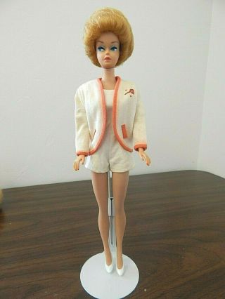 Vintage 1962 Mattel Fashion Queen Barbie Doll W/blonde Wig,  Tagged Tennis Outfit