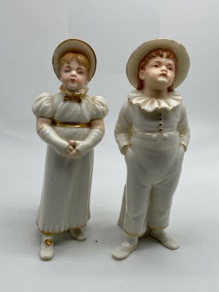Royal Doulton Antique Salt And Pepper Shakers White With Gold Trim
