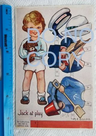 Antique Raphael Tuck Oilette Dressing Dolls Postcard 1 Jack At Play Paper Doll