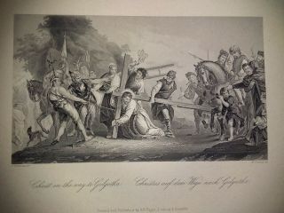 “Christ On The Way To Golgotha” Antique Steel Engraving A.  H Payne 1850’s 11x7 2