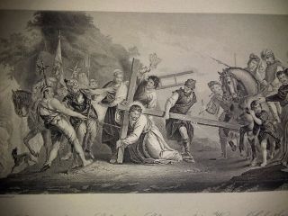 “Christ On The Way To Golgotha” Antique Steel Engraving A.  H Payne 1850’s 11x7 3