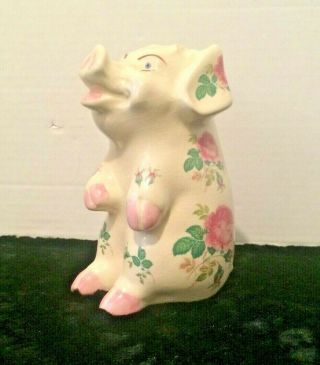 Antique Ceramic Piggy Bank,  Rose Floral,  Chic Pottery Company,