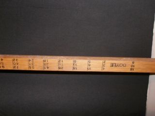 Vtg Doyle wood lumber measuring walking cane ruler bent wood rare advertising 2