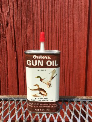 Rare Find 10 Vintage 3 Oz Cans OUTERS GUN OIL 445 A Hunting Rifle Club 3