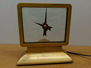 Rare Vintage Jefferson Golden Hour Square Mystery Electric Mid Century Clock