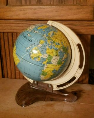 Vintage Small Metal German Globe From Ms - Desk Top Globe