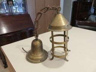 Antique Arts & Crafts Bungalow Hammered Brass Lantern Porch
