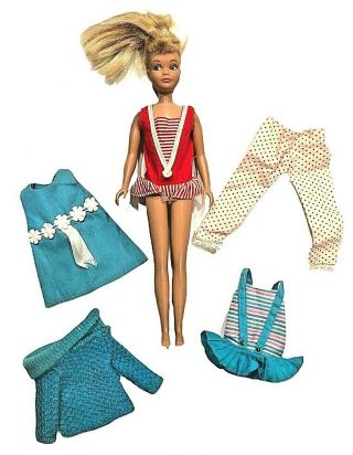 Vtg 60s 1963 Skipper Barbie Sister Doll Blonde Straight Leg Sl 0950 Clothes