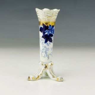Antique Gebruder Heubach Porcelain - Cobalt Blue & Gilded Miniature Vase